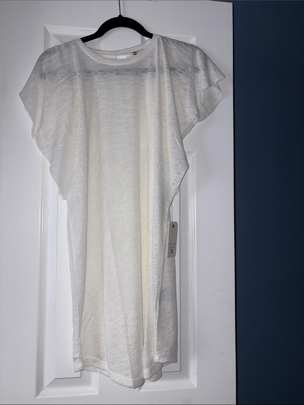 Billabong White Flutter-Sleeve Swim Coverup